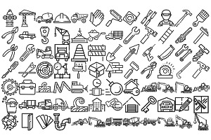 Construction Icons Outlines Set 1