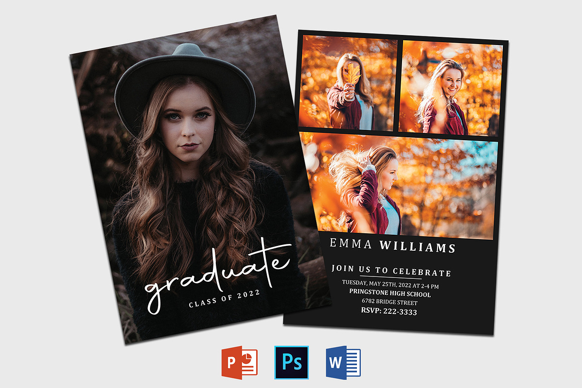 Graduation Announcement Template, a Card Template by Designscozy (Photo 2 of 5)