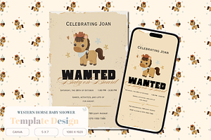 Western Horse Baby Shower Invitation, an Invitation Template by Little Creative Scribbles