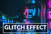 Glitch Effect Photoshop Action, an Action Add-On by LUXDesignStudios (Thumbnail 1 of 6)