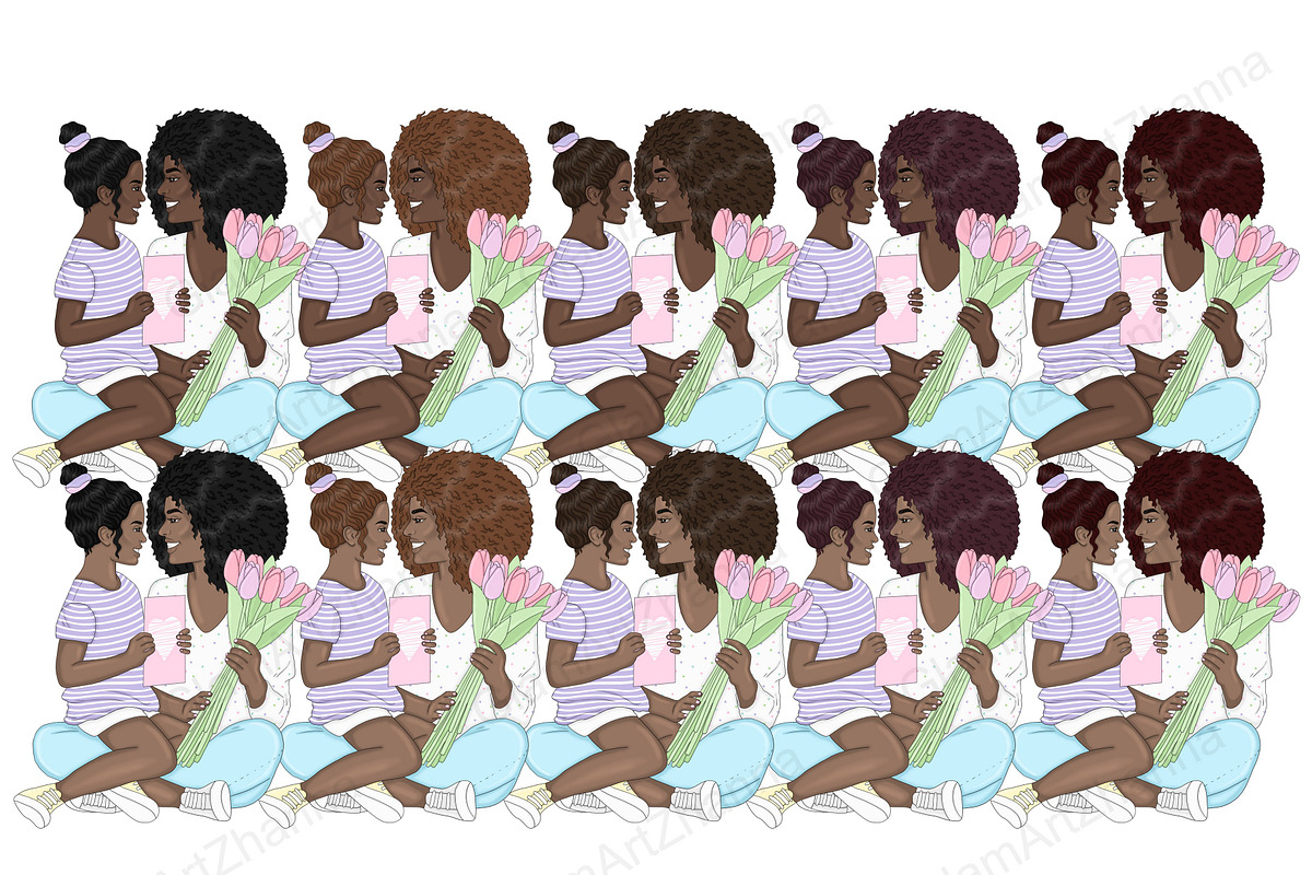 Mother's Day Pastel Girls Clipart, a Person Illustration by GlamArtZhanna (Photo 3 of 5)