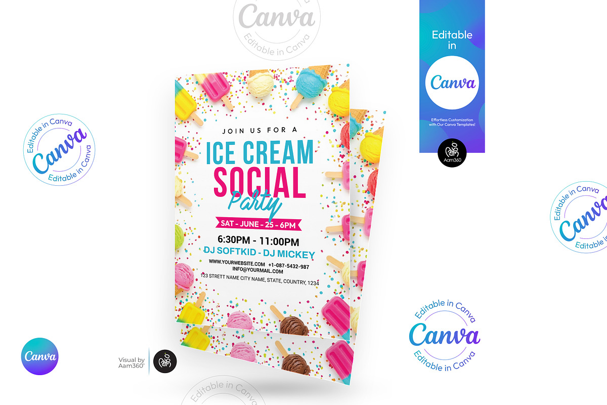 Ice Cream Social Flyer, a Flyer Template by Aam360 (Photo 1 of 3)