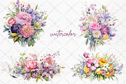 Watercolor Garden Flowers clipart, a Decorative Illustration by LeCoqDesign (Thumbnail 2 of 5)