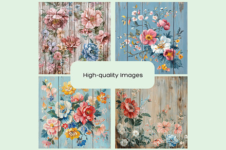 Floral Wood Shabby Chic Paper Set