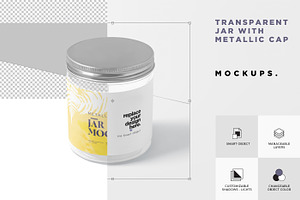 Metallic Cap Transparent Jar Mockups