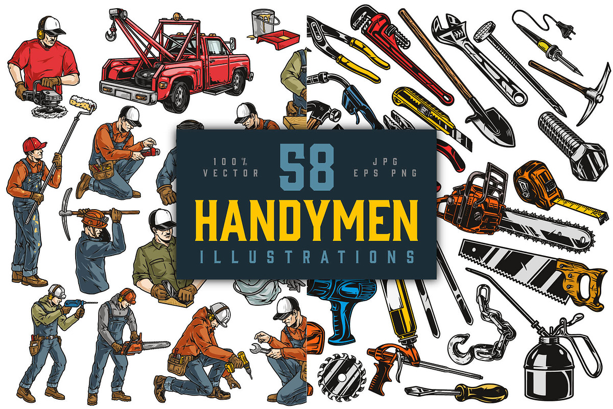 Handymen illustrations, a Branding & Logo Template by DGIM studio (Photo 1 of 6)