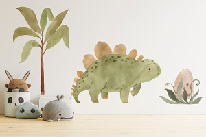 Baby DINOSAURS Watercolor Clipart