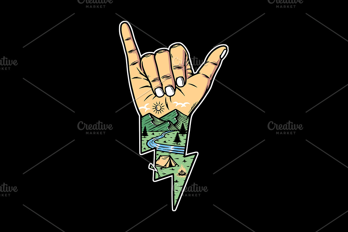 mountain view with shaka hands, an Illustration by gunaonedesign (Photo 1 of 4)