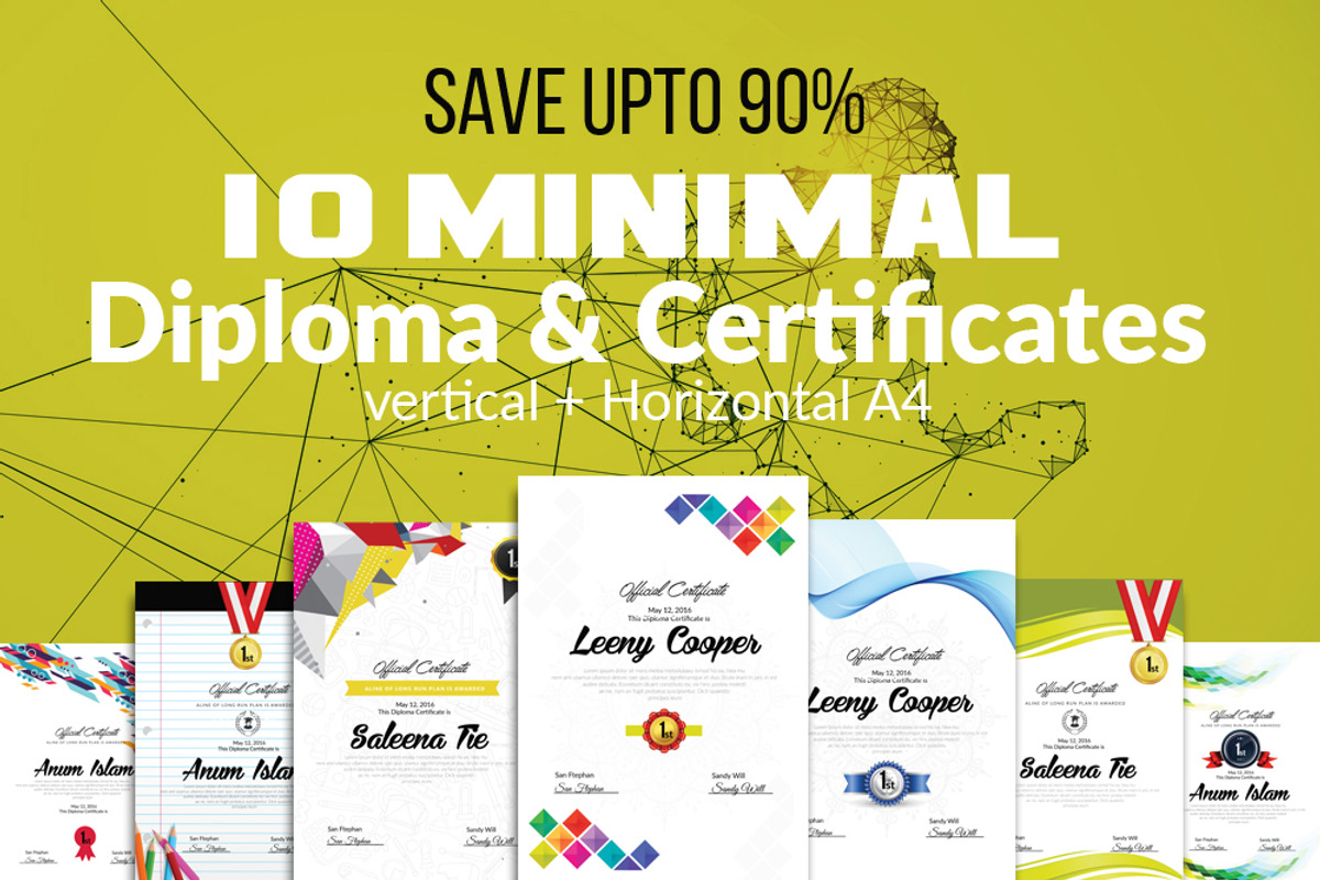 10 Minimal Certificates & Diplomas, a Stationery Template by Design Up (Photo 1 of 11)