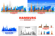 Hamburg Germany skyline, an Illustration by Sky and glass (Thumbnail 1 of 6)