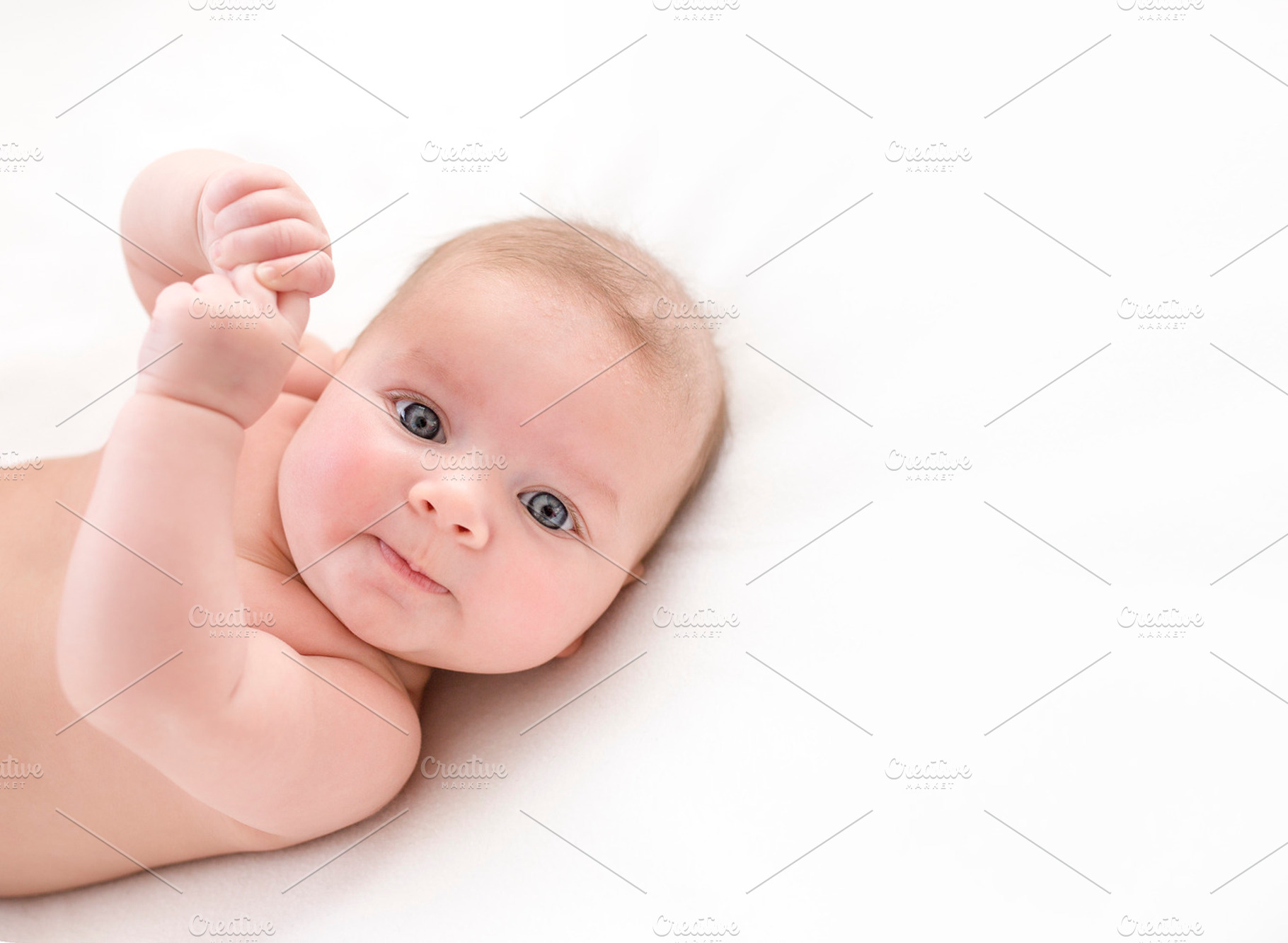 Cute baby on a white background featuring adorable, baby, and girl, a Person Photo by Izdebska