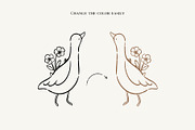 Line Art Cute Geese & Florals, an Animal Illustration by Jenteva Art (Thumbnail 6 of 16)