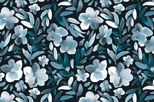 Grey, teal, blue and black