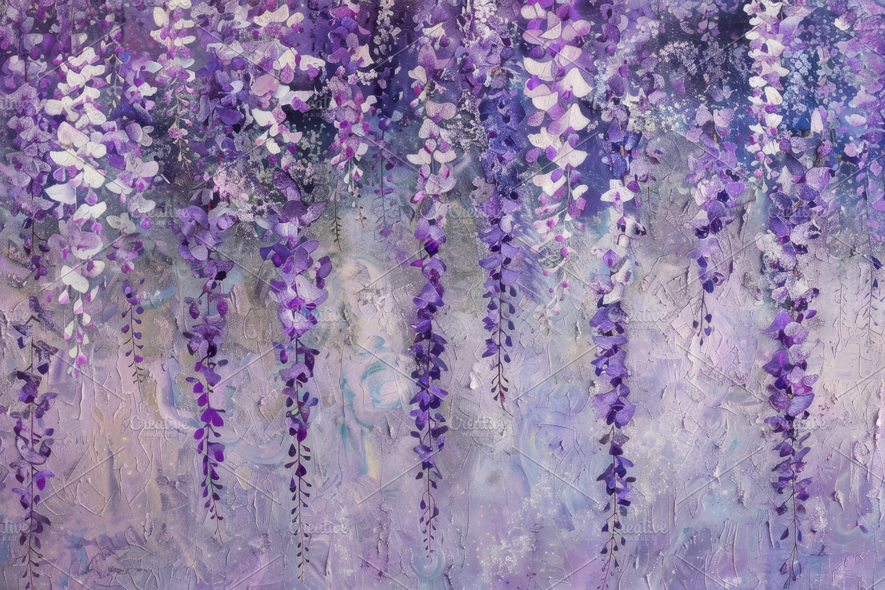 Cascading wisteria blossoms in shade, a Photo by Iftikhar Alam