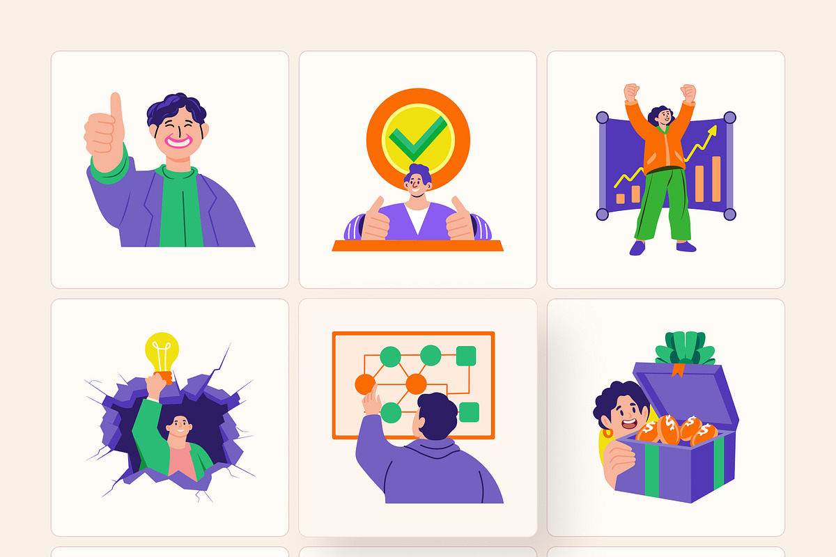 Success Illustration Art Set, a Person Illustration by Brickclay (Photo 7 of 9)