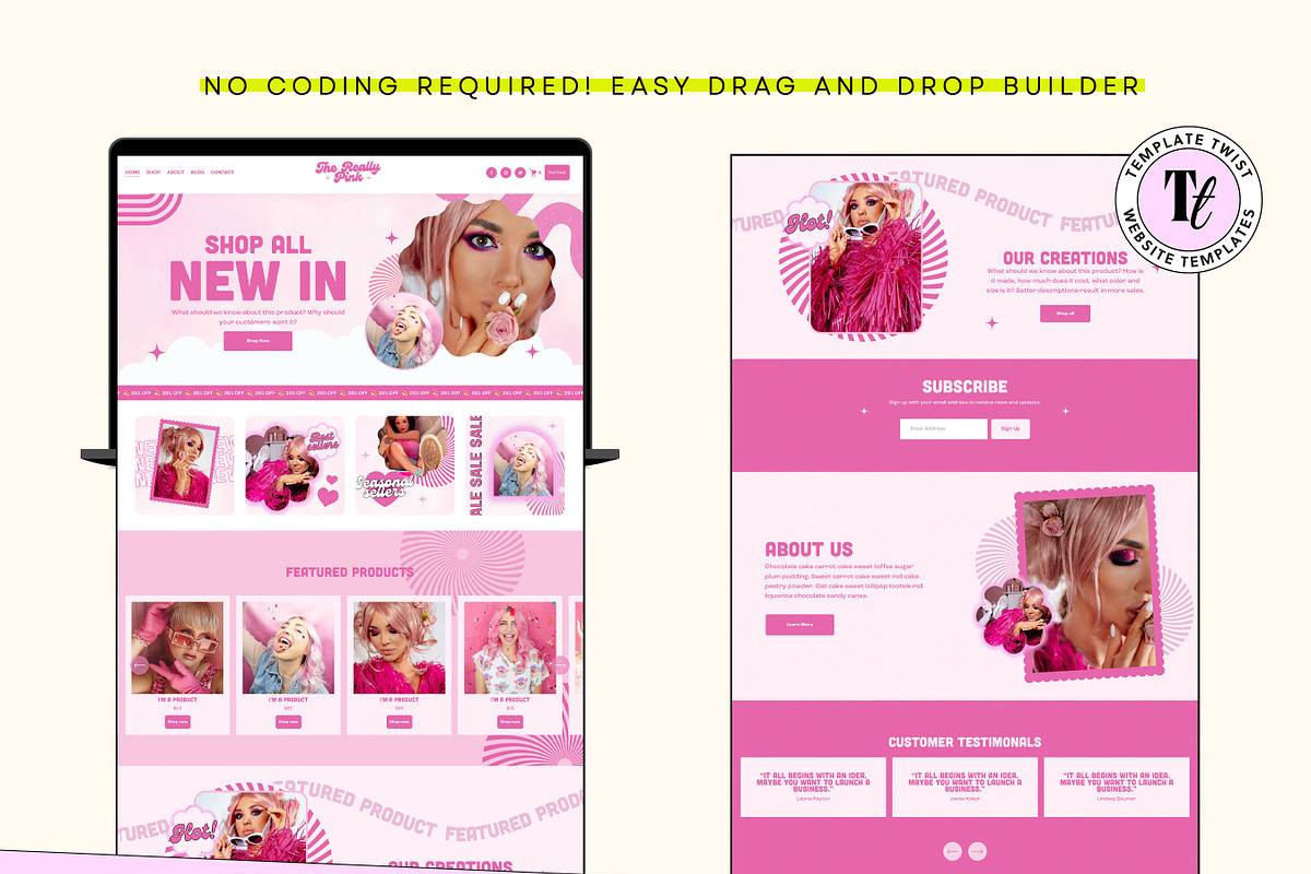Bright Pink Squarespace Template, a Squarespace Template by Template Twist Shop (Photo 8 of 10)