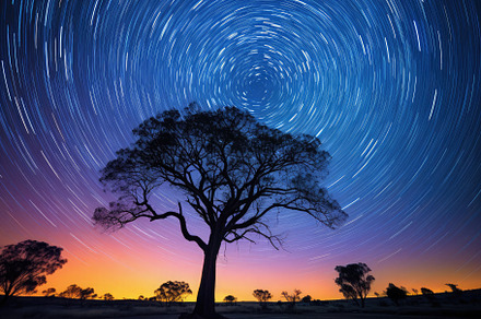 Illuminating the Cosmos Long-Exposur, a Photo by SaroStock