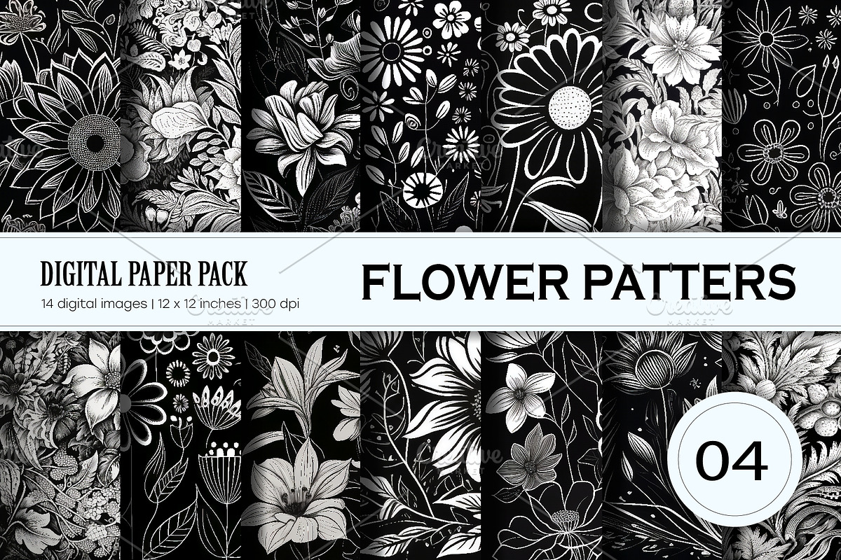 Floral Patterns 04. Digital Paper, a Texture Illustration by KENO Mascots (Photo 1 of 3)