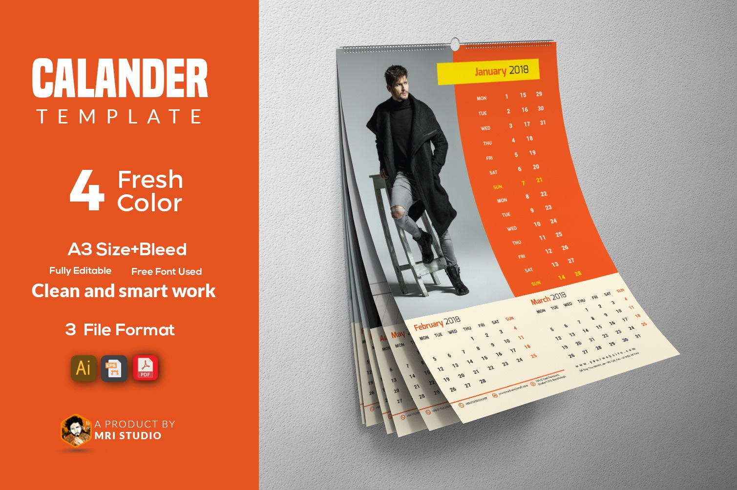 Wall Calander Template by Mri Studio  Creative Market