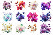 Watercolor Orchid Clipart, an Illustration by Dream Creation (Thumbnail 2 of 5)