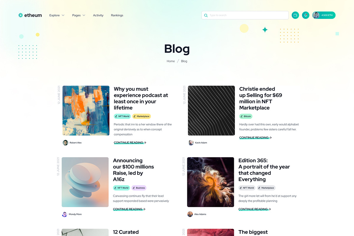 Etheum - NFT Marketplace Figma UI, an UI Kit Template by Themeix (Photo 19 of 28)