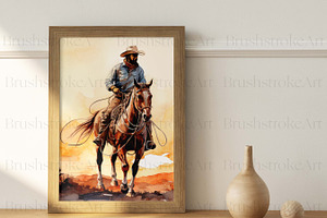 Watercolor Cowboy Clipart, Wild West