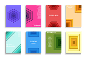 Geometric Colorful Posters, Cards