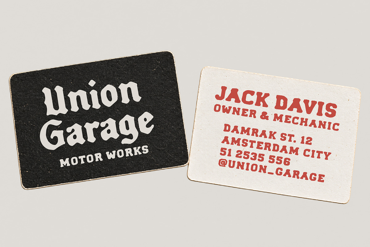 Forge Garage - Motorcycle Font Duo, a Blackletter Font by Edignwn Type (Photo 10 of 12)