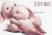 Fluffy Hares, an Animal Illustration by Eve Farb (Thumbnail 1 of 4)