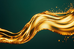 Flowing liquid gold creates, a Photo by Pavel_design
