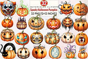 Spooky Halloween Pumpkin  Clipart Bu, an Illustration by SVGArt (Thumbnail 1 of 8)