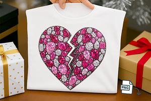 Faux Rhinestone Broken Heart PNG, an Object Illustration by Craftsbeefy