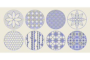 Round Japanese pattern frames set, an Object Illustration by art PVP - market