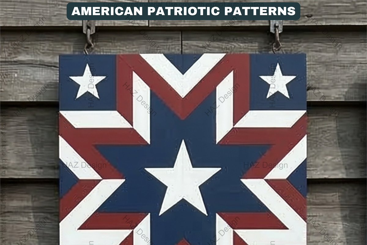 American Patriotic Barn Quilt Patter, a Pattern Graphic by AtacanDigital (Photo 2 of 4)