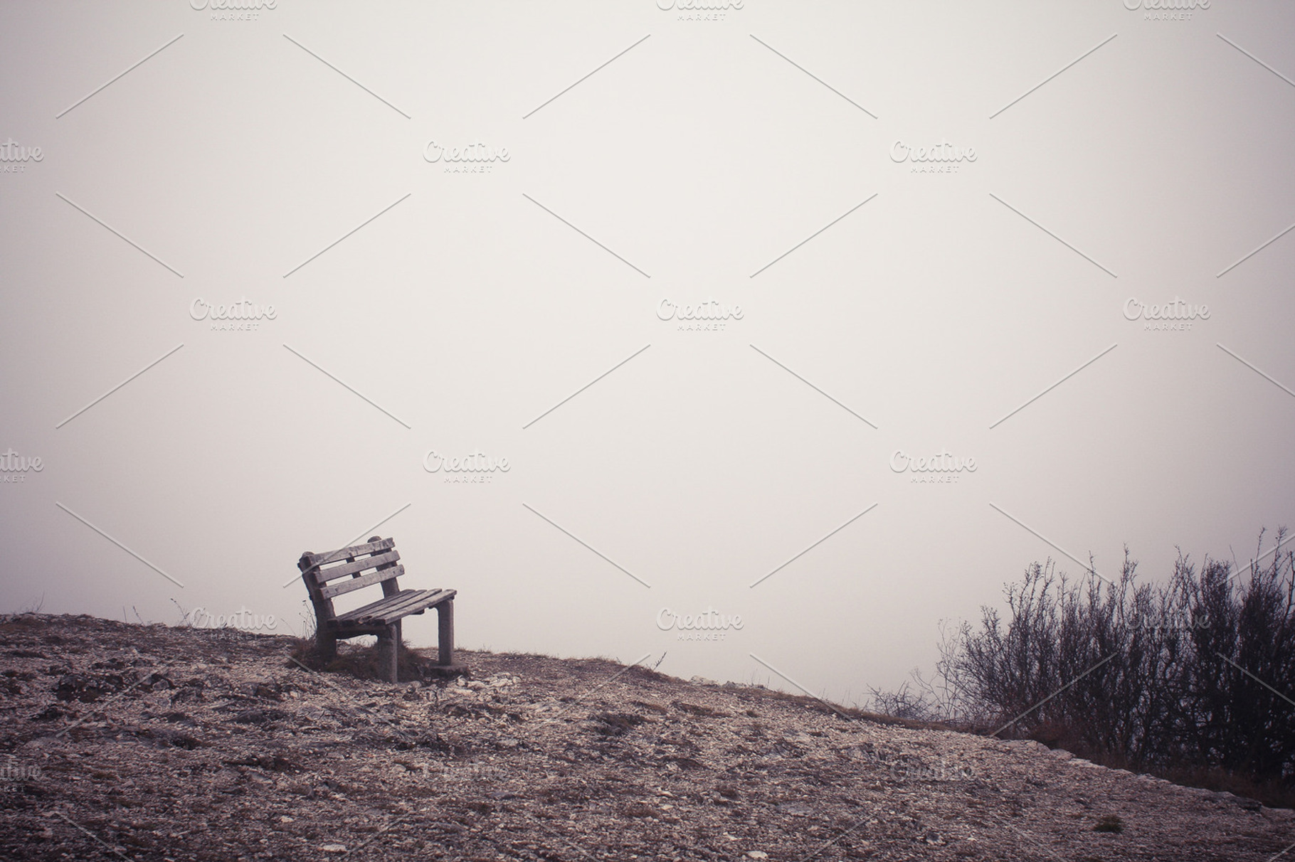 End Of The World Bench Featuring Fog Foggy And Morning