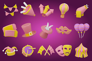 3D Carnival Element Icon Vol 3