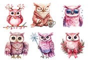 Christmas Owl Watercolor Clipart, an Illustration by Dream Creation (Thumbnail 5 of 8)
