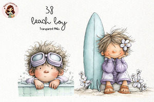 Storybook Beach Boy PNG, a Seasonal Illustration by Nicolle's Colorful Art