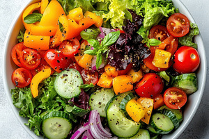 Fresh vibrant salad bowl colorful ve, a Food & Drink Photo by Pixeness Studio