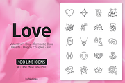 100 Love Icons, an Outline Icon by Nadiinko (Thumbnail 1 of 3)