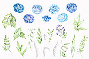 Blue Floral Watercolor Elements, a Decorative Illustration by STASIstudio (Thumbnail 2 of 3)