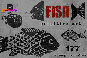 177 Fish Stamp Brushes Procreate