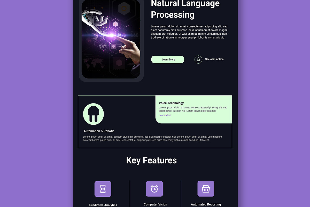 Artificial Intelligence Landing Page, a Landing Page Template by MightyDesign (Photo 3 of 9)