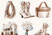 Watercolor Coastal Cowgirl Clipart, a Person Illustration by BusyDaydesign (Thumbnail 4 of 9)