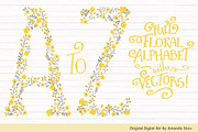 Sunshine Yellow Floral Alphabet, an Illustration by Amanda Ilkov (Thumbnail 1 of 5)