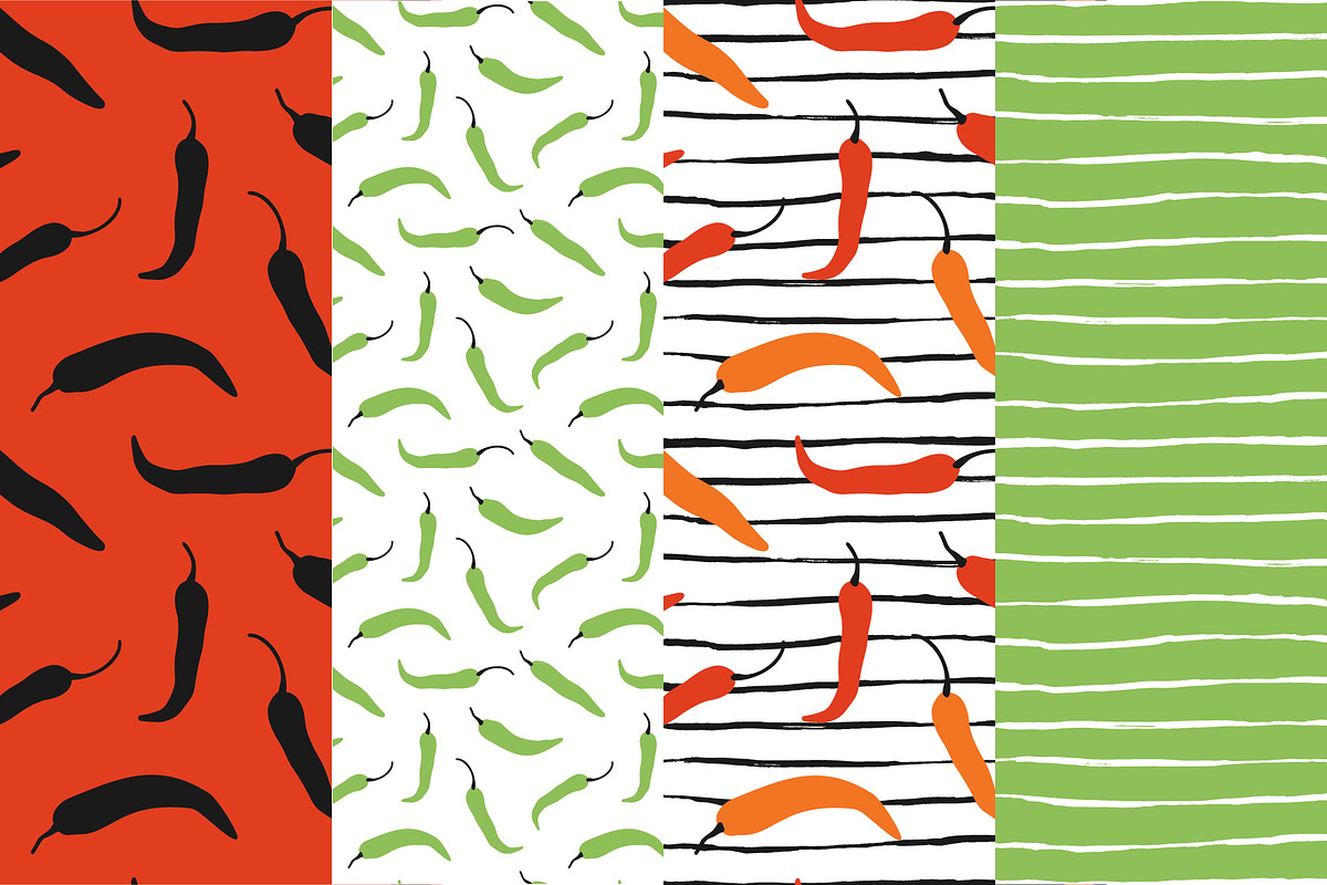 10 Hot Peppers seamless patterns, a Pattern Graphic by Midstream (Photo 2 of 4)