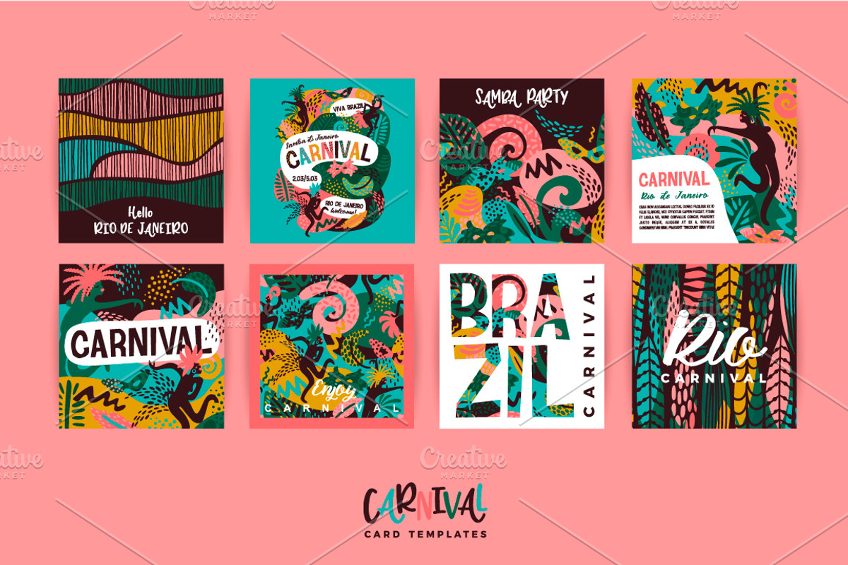 Brazil carnival. Vector collection., a Card Template by Nadia Grapes (Photo 4 of 6)
