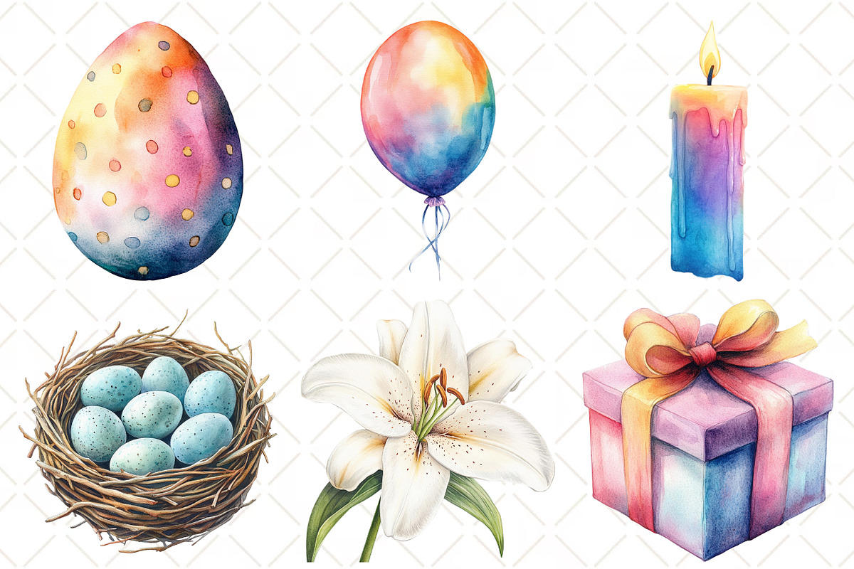 Watercolor Easter Clipart, an Illustration by Black Bird Studio (Photo 3 of 5)