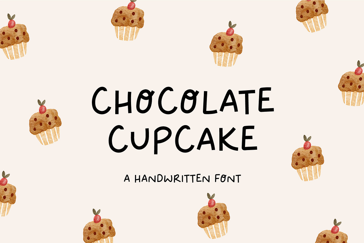 Chocolate cupcake | Handwritten font, a Handwritten Font by JuliaVolkova (Photo 1 of 8)