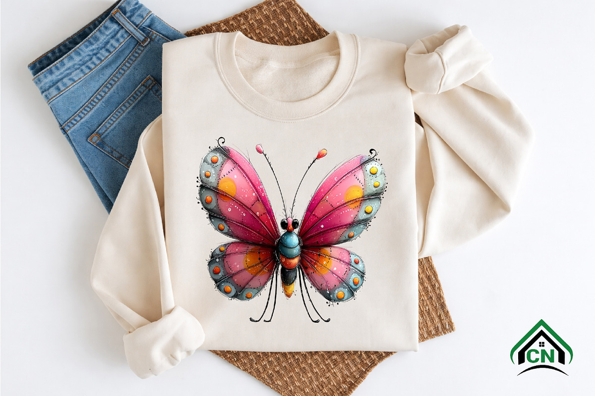 Whimsical Summer Butterfly Clipart, an Illustration by Craft Nest (Photo 9 of 12)